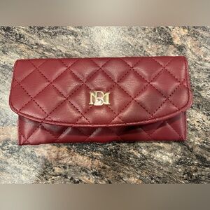 Badgley Mischka Burgundy Quilted Wallet with Gold Accents